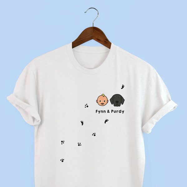 Squiffy Print Personalised Baby & Dog t-shirt