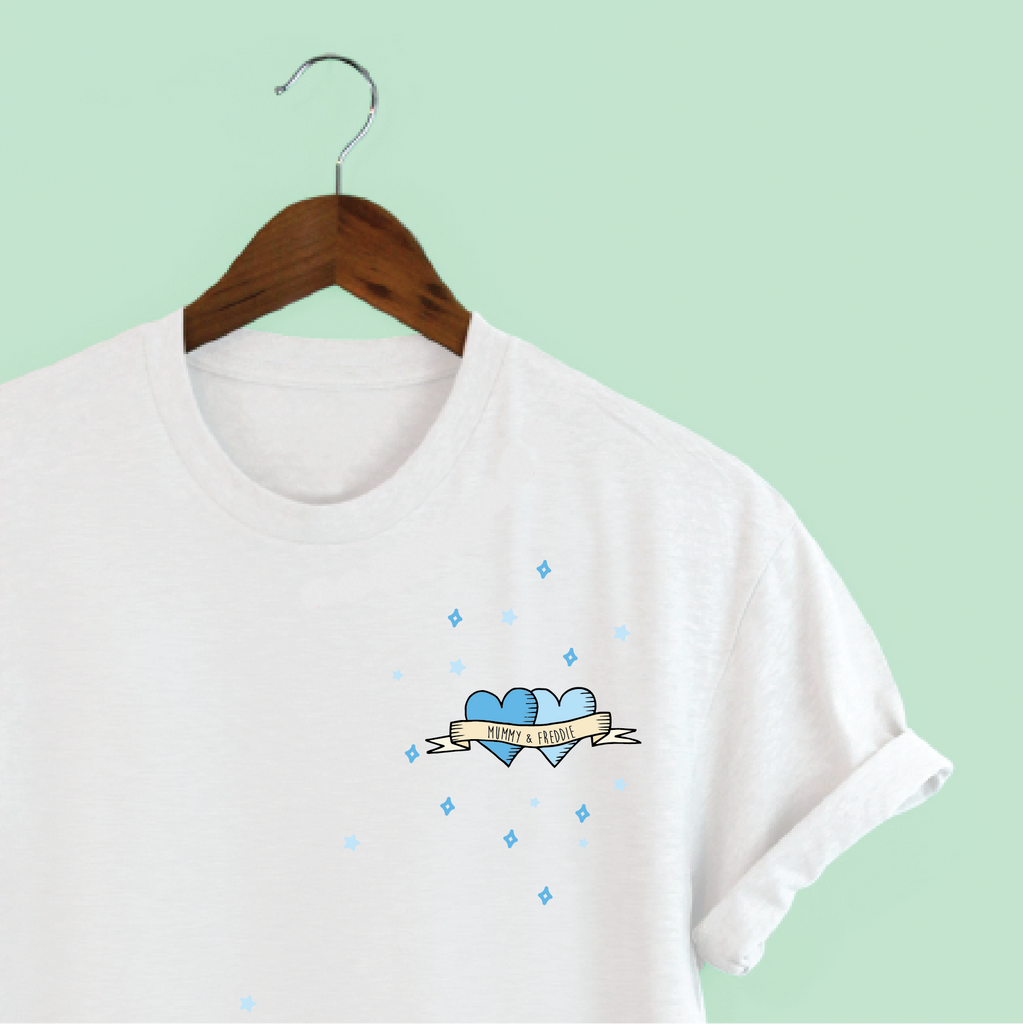 💙Personalised Tattoo T-shirt BLUE HEARTS💙