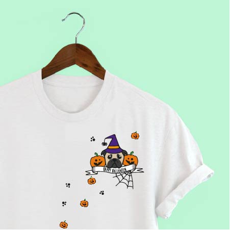 π Squiffy Print Illustrated Happy Halloween Pet t-shirt π