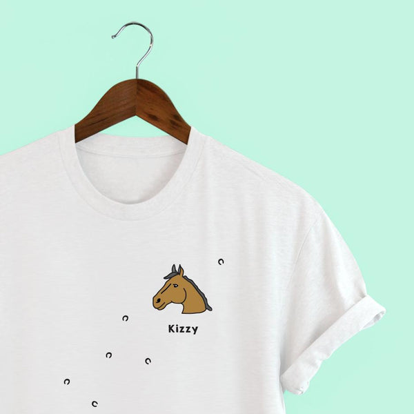 Squiffy print personalised and illustrated horse t-shirt