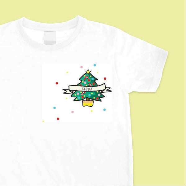 π Squiffy Print Illustrated Personalised Christmas Tree T-shirt π