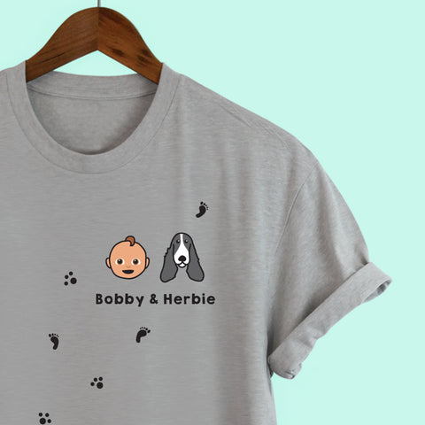 Squiffy Print Personalised Baby & Dog t-shirt