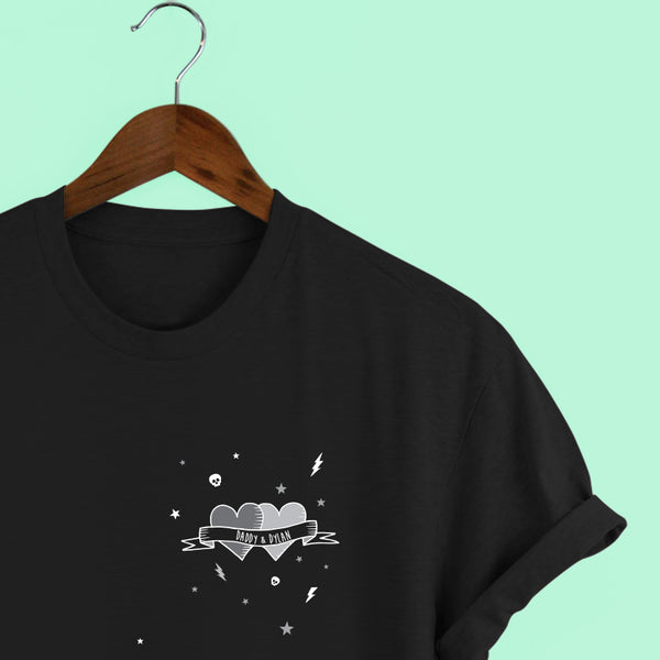 Personalised 'Skulls & Hearts' t-shirt in Black