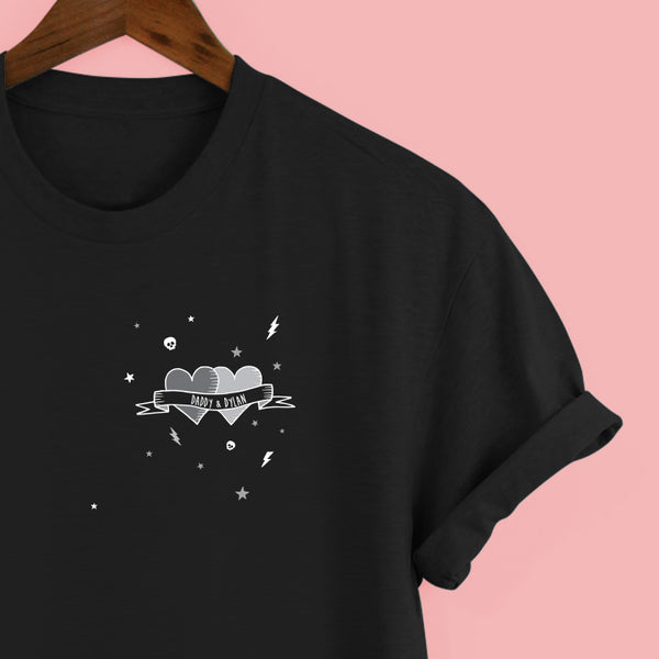 Personalised 'Skulls & Hearts' t-shirt in Black