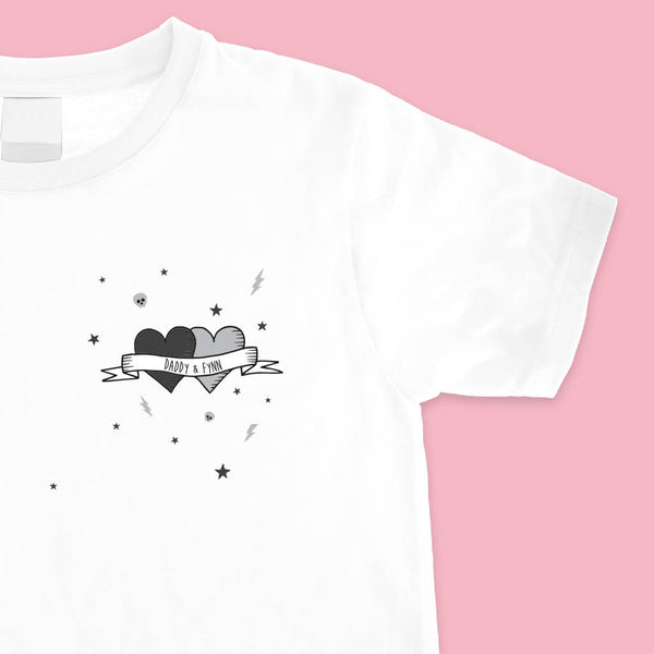 Kids Personalised Red & Pink Tattoo Hearts