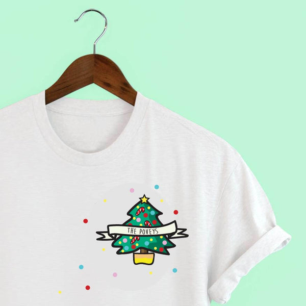 🎄 Squiffy Print Illustrated Personalised Christmas Tree T-shirt 🎄