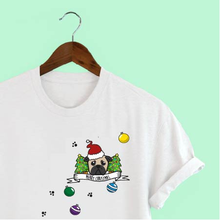 🎄 Squiffy Print Illustrated Christmas Pet t-shirt 🎄