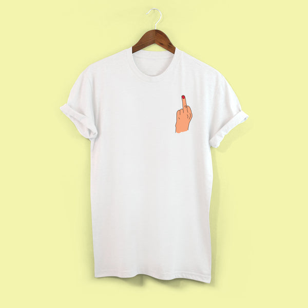 Middle Finger Up T-shirt by Squiffy Print