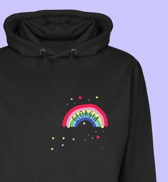 🌈 Squiffy Print Personalised Rainbow Hoodie 🌈